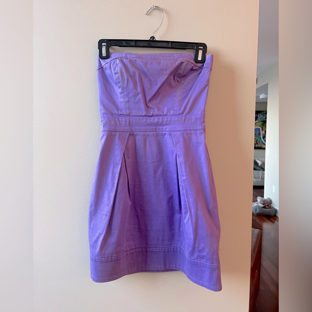 French Connection purple strapless dress